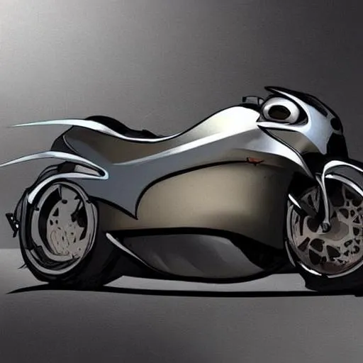 Prompt: concept art of a futuristic manta ray motorcycle