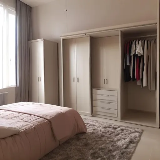 Prompt: Bedroom with wardrobe 