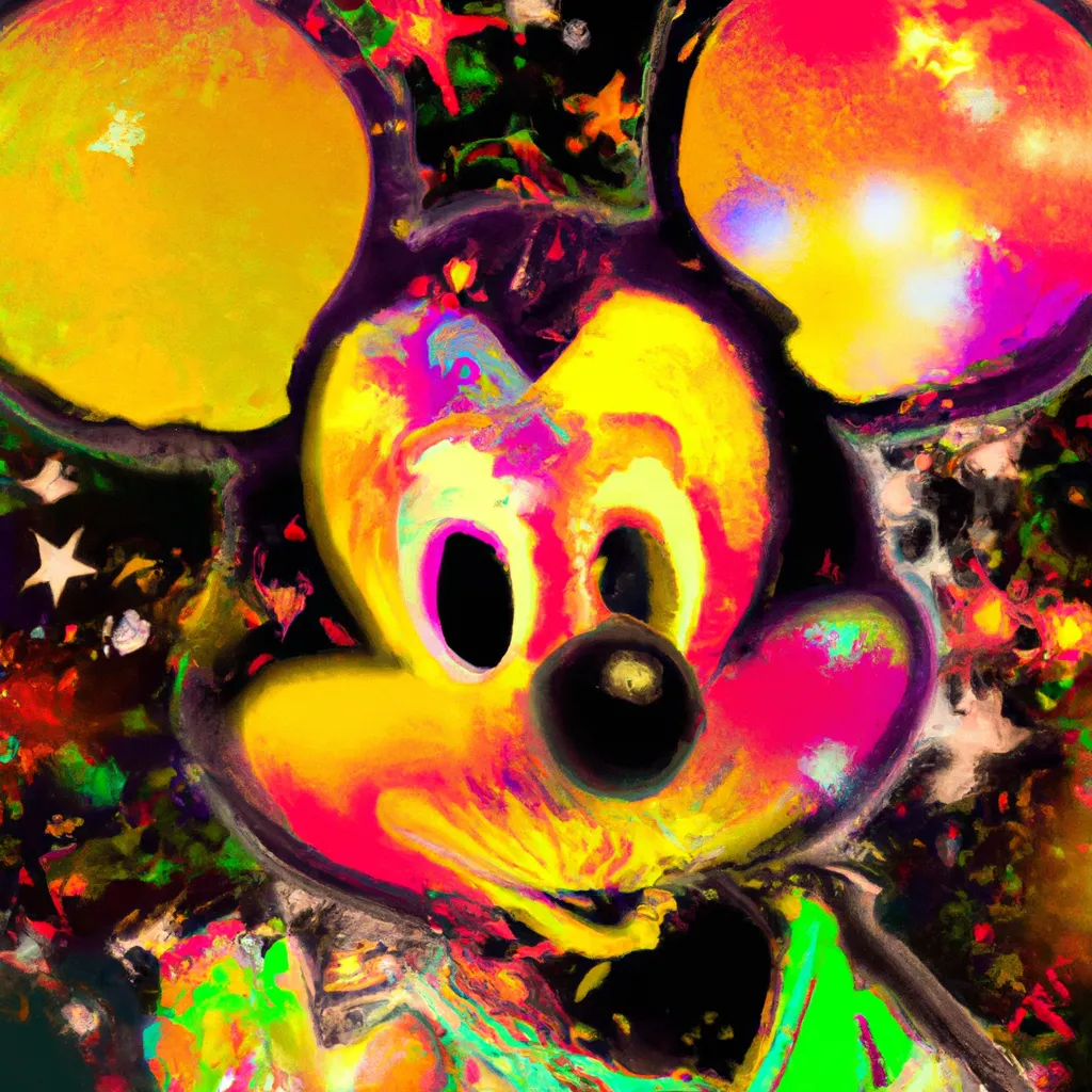 Prompt: Psychedelic Mickey Mouse portait