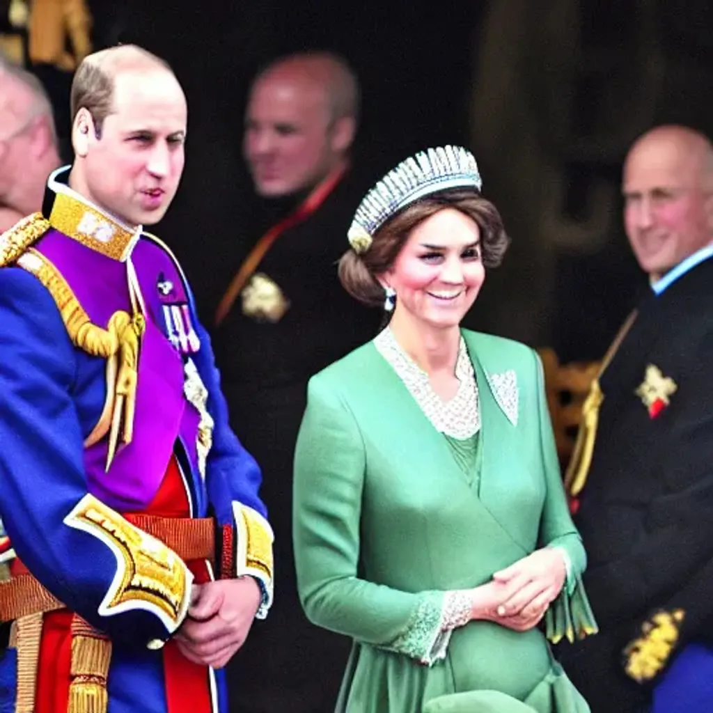 Prince William is now King. Full robe and crown. Clo...