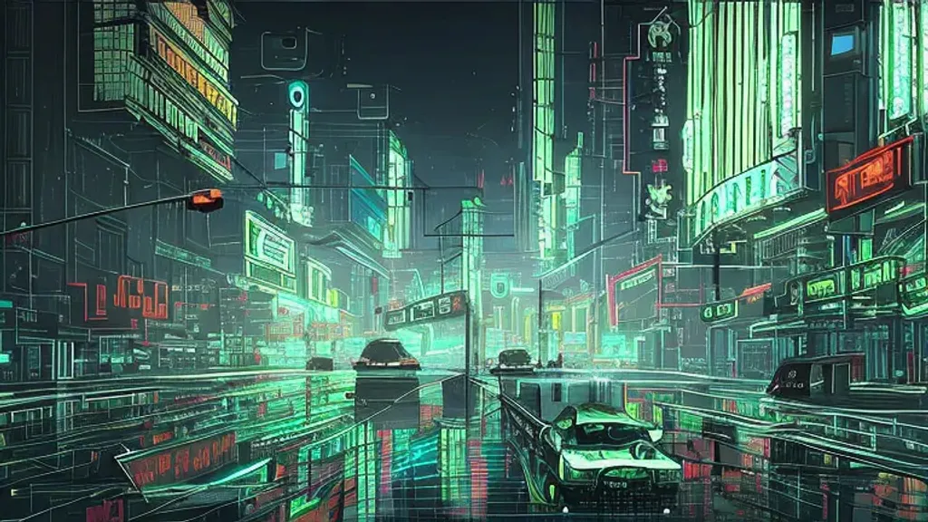 Prompt: sci-fi cyberpunk city street, billboards, neon holograms, neon signs, rainy night, dramatic lighting, cinematic, establishing shot, extremely high detail, foto realistic, cinematic lighting, pen and ink, intricate line drawings, post processed, concept art, artstation, matte painting, style by Raphael Lacoste, Eddie Mendoza ,