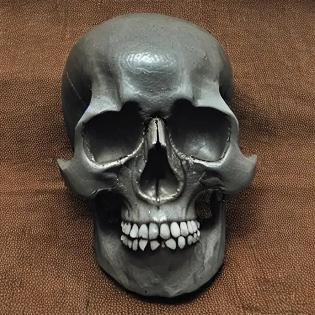 Prompt: left over skull from deity, dark 