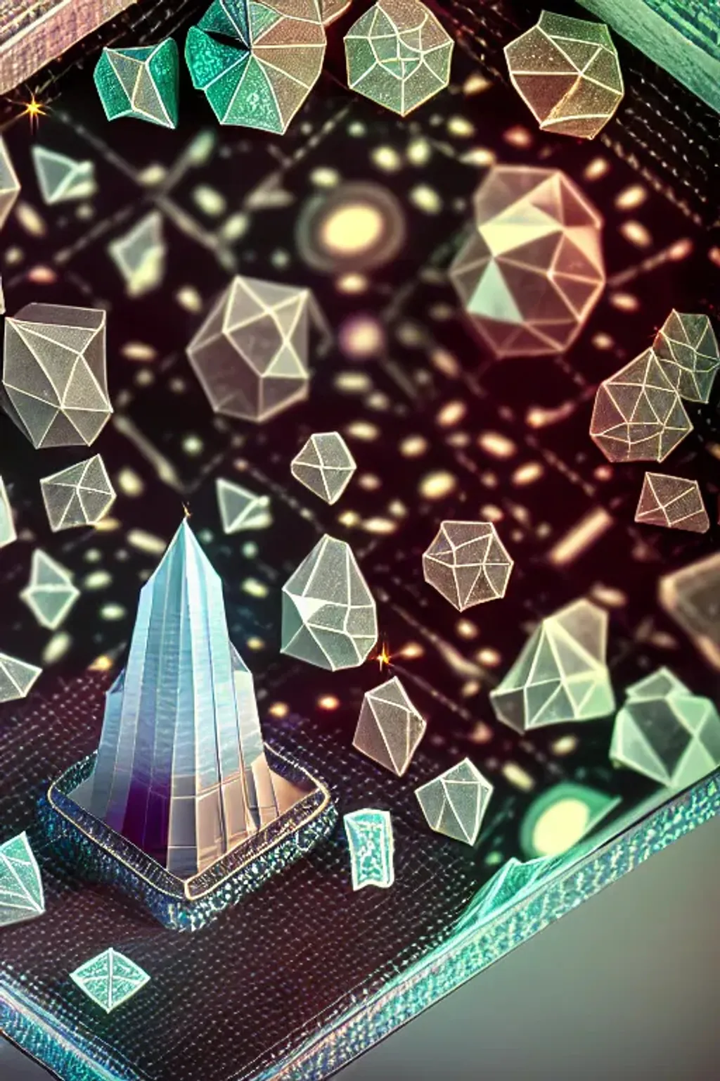 Prompt: Crystal cluster, isometric tower, universe inside tower, photorealistic, 8k, cinematic photography