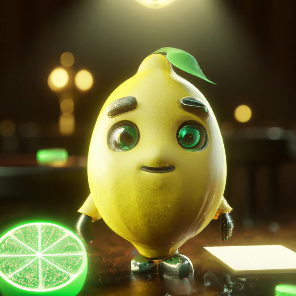 Prompt: a cute Lemon with a face using dark magic in a casino, 4k, sharp, depth of field, digital art, high Detail,ultra realistic, dramatic lighting, epic composition, cinematic, Artstation