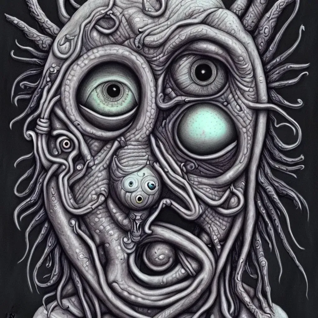 Prompt: a  lovecraftian deity with one big eye  , highly detailed, surreal, scary, realistic by Sam Dunn