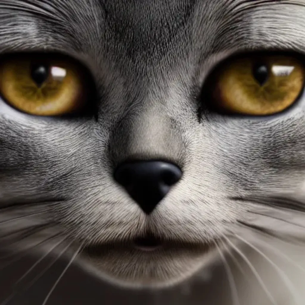 terrifying cat portrait, beautiful eyes, photorealis...