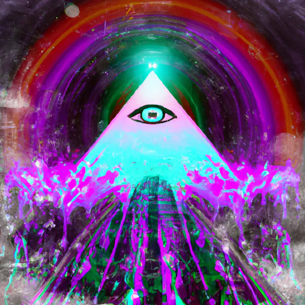 Prompt: 3d render of a paranormal world in a Pyramid illuminati eye.Jim complex, hyperdeteiled,complex, splashes of colors.realistic,nostalgia,scarry,glitchcore.