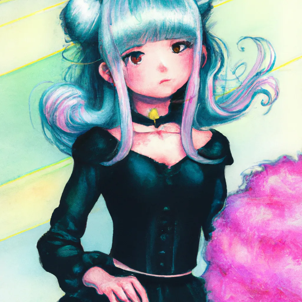 Prompt: anime visual of a little girl with cotton candy hair posing for a magazine, shot by akiyoshi hongo, official media