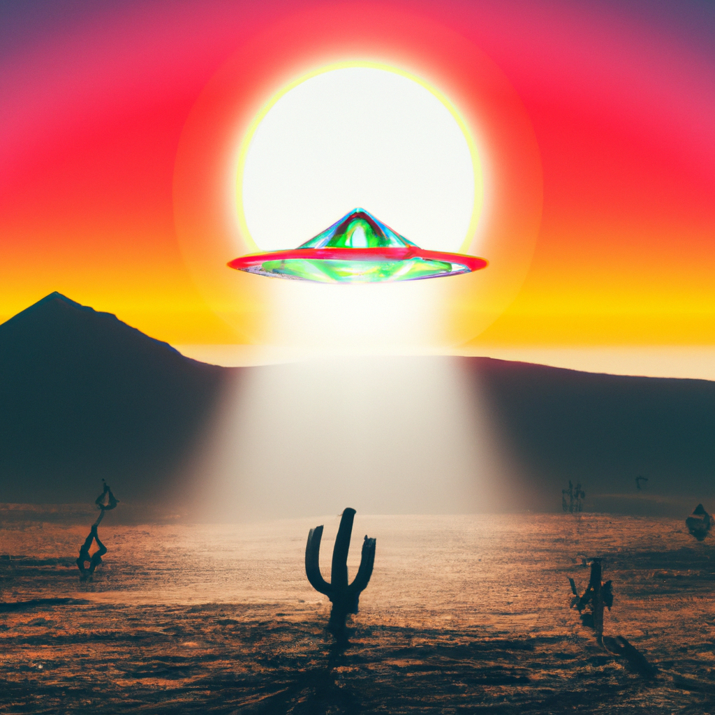 Illuminati ufo cactus sun desert sunset acid trip il... | OpenArt