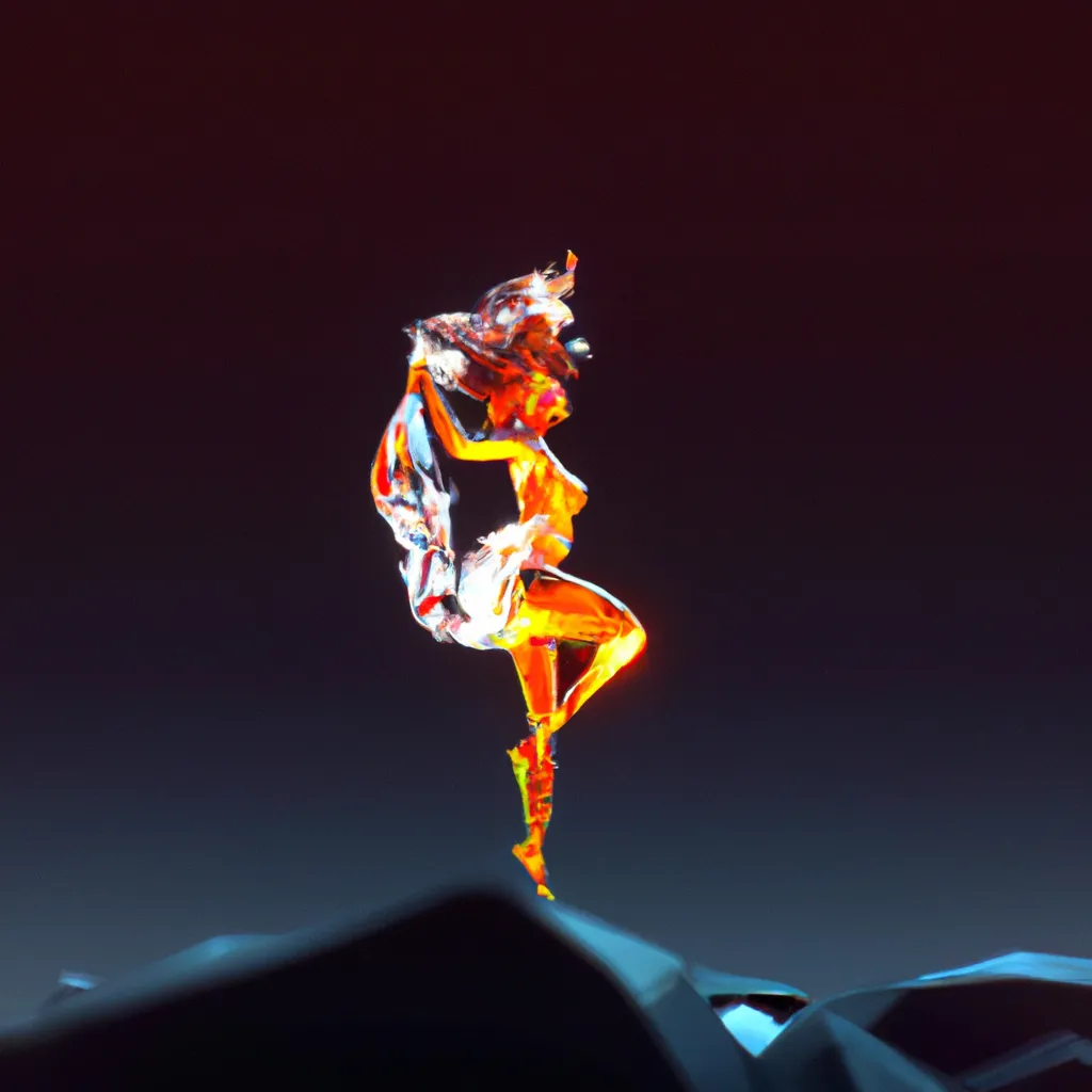 Prompt: She is a posing transparent crystal and She is Light bending in the style of Dali, flames of fire, darkness,  3d octane render artstation trending 8k, unreal engine 