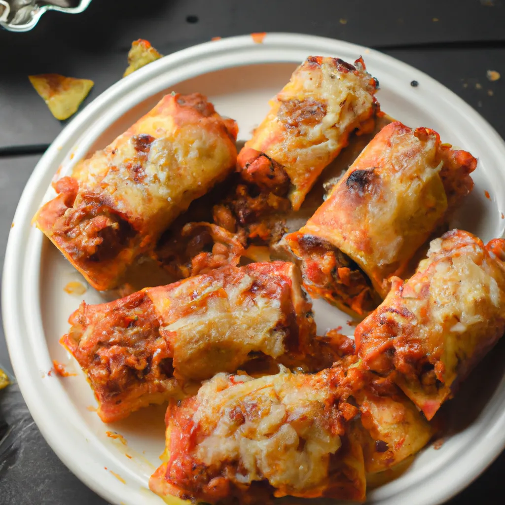 Prompt: lasagne pizza roll, food photography