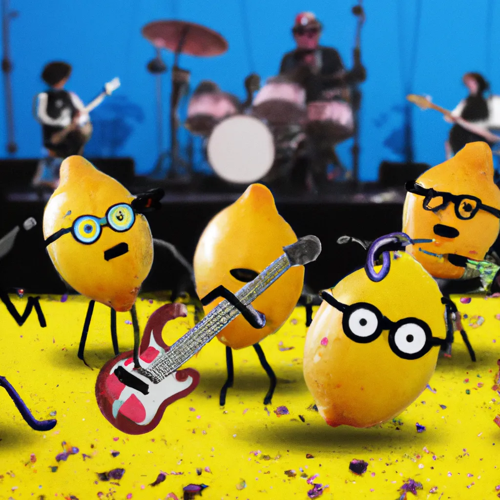 Prompt: A Lemon Rock Band, Playing For a Stadium Of Lemons