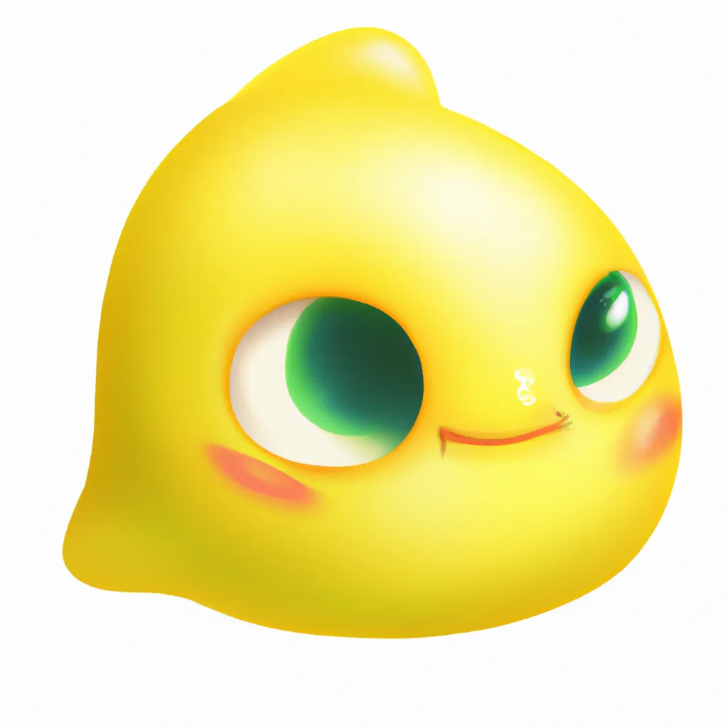 Prompt: A small cute baby creature looking like a lemon. Cute, disney and pixar cartoon style. Realistic.