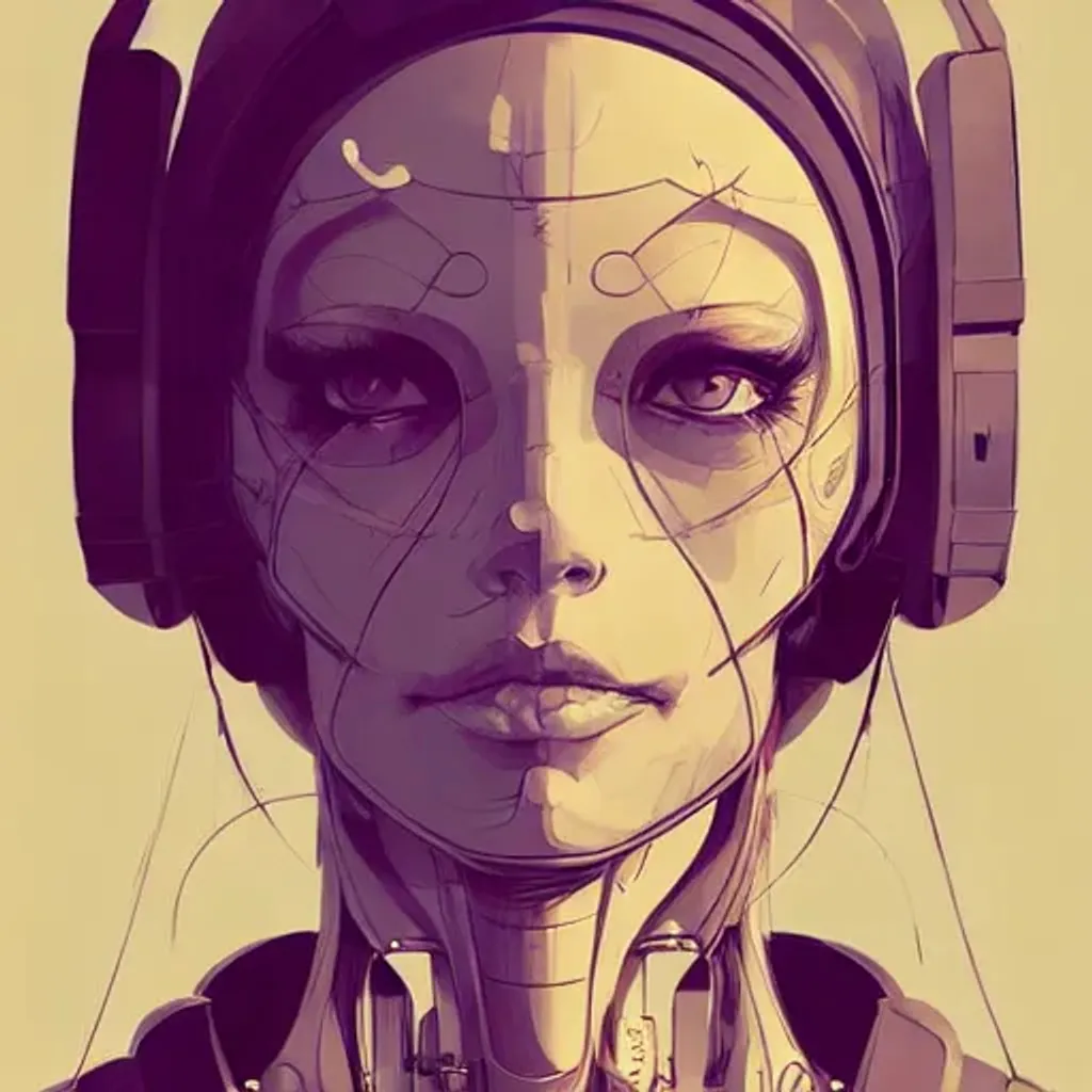 Prompt: a study of cell shaded protrait of female robot, llustration, post grunge, concept art by josan gonzales and wlop, by james jean, Victo ngai, David Rubín, Mike Mignola, Laurie Greasley, highly detailed, sharp focus, alien, Trending on Artstation, HQ, deviantart, art by artgem
