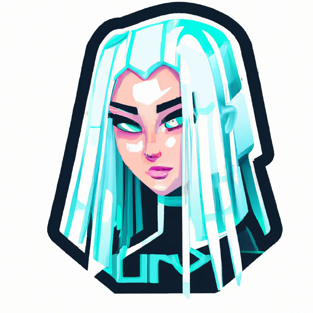 Prompt: White haired cyberpunk girl, high-end modern sticker, featured on 99designs and Dribbble, 8K