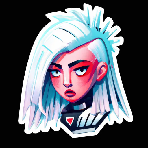 Prompt: White haired cyberpunk girl, high-end premium modern red sticker, featured on 99designs and Dribbble, 4K