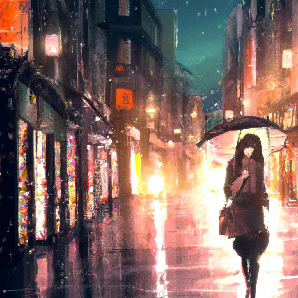 beautiful woman walking in the rain at night in Dubl... | OpenArt
