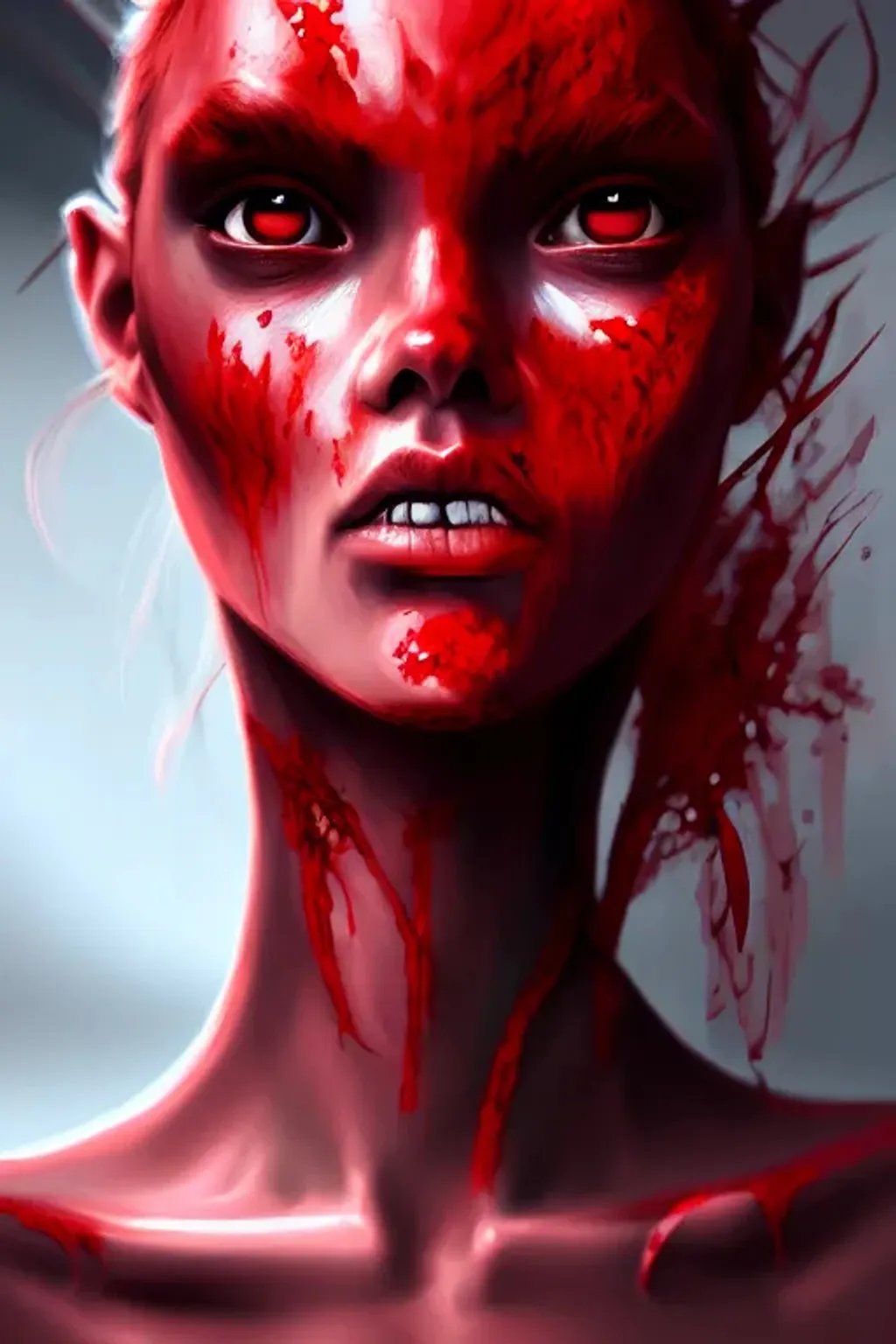 Prompt: Portrait demon with red skin girl highly detailed, digital painting, concept art, smooth, sharp focus, illustration