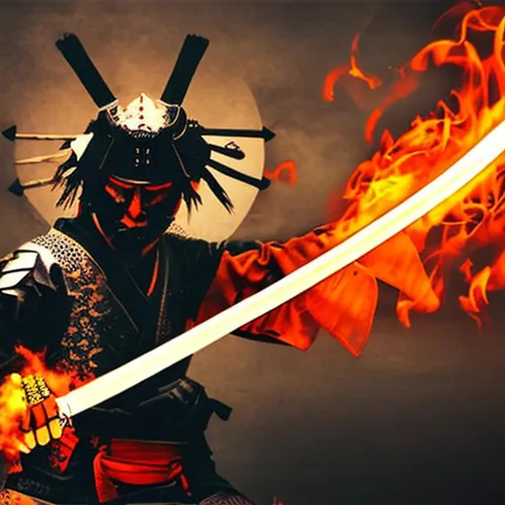 Prompt: samurai  on fire 

sword 



