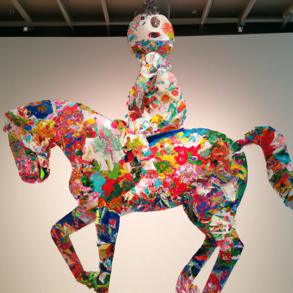 Prompt: Bronc Riding, by Takashi Murakami 
