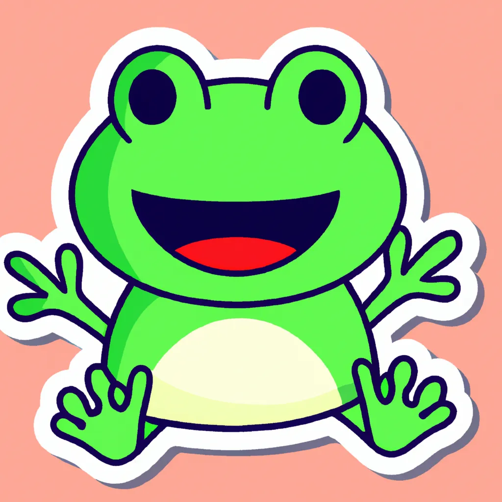 kawaii & happy green frog smiling Sticker, foto kawaii