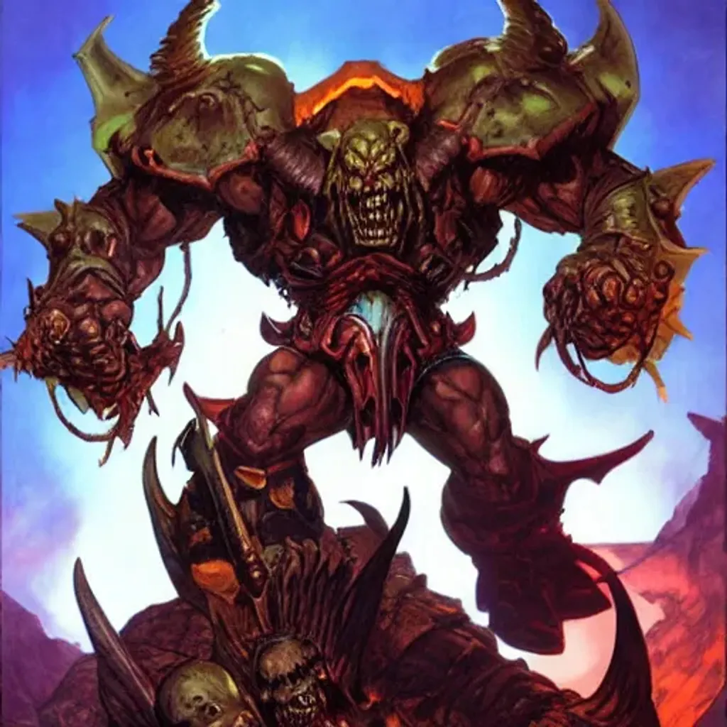 Prompt: Diablo, Doom Slayer, by Joe Madureira