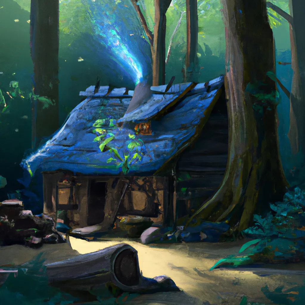 Prompt: a painting of a house in the middle of a forest, concept art by Tyler Edlin, Artstation, fantasy art, artstation hq, concept art, artstation hd