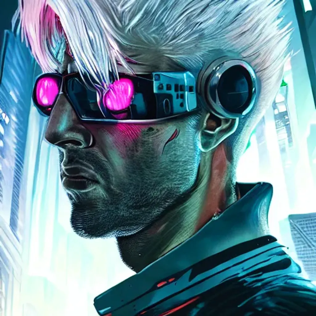 Prompt: Portrait of Cyberpunk soldier with white hair with angry face, background hyper detailed cyberpunk city with neon light, hyperrealistic , 8k, high quality, concept art, trending on artstation, sharp focus, studio photo, intricate details, highly detailed