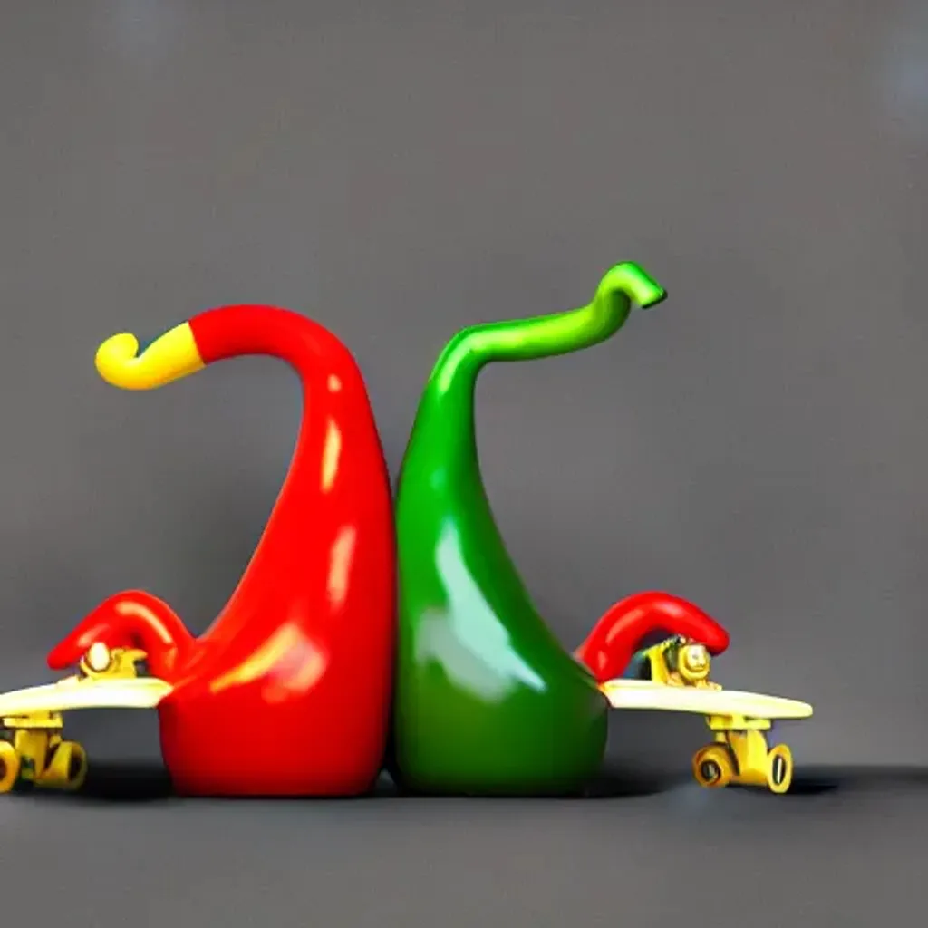 Prompt: Two race cars of anthropomorphic hot chilis peppers, one desaturated red and one desaturated green, skateboarding| Giant Cosmic mushroom  | cute girl | in the style of Rutkowski  | perfect exposure | soft muted colors desaturated | 3d render | octane lighting | dream fantasy | centered | octane render artstation trending 8k ultra-detailed  | sharp focus golden ratio | Disney Pixar Dreamworks 