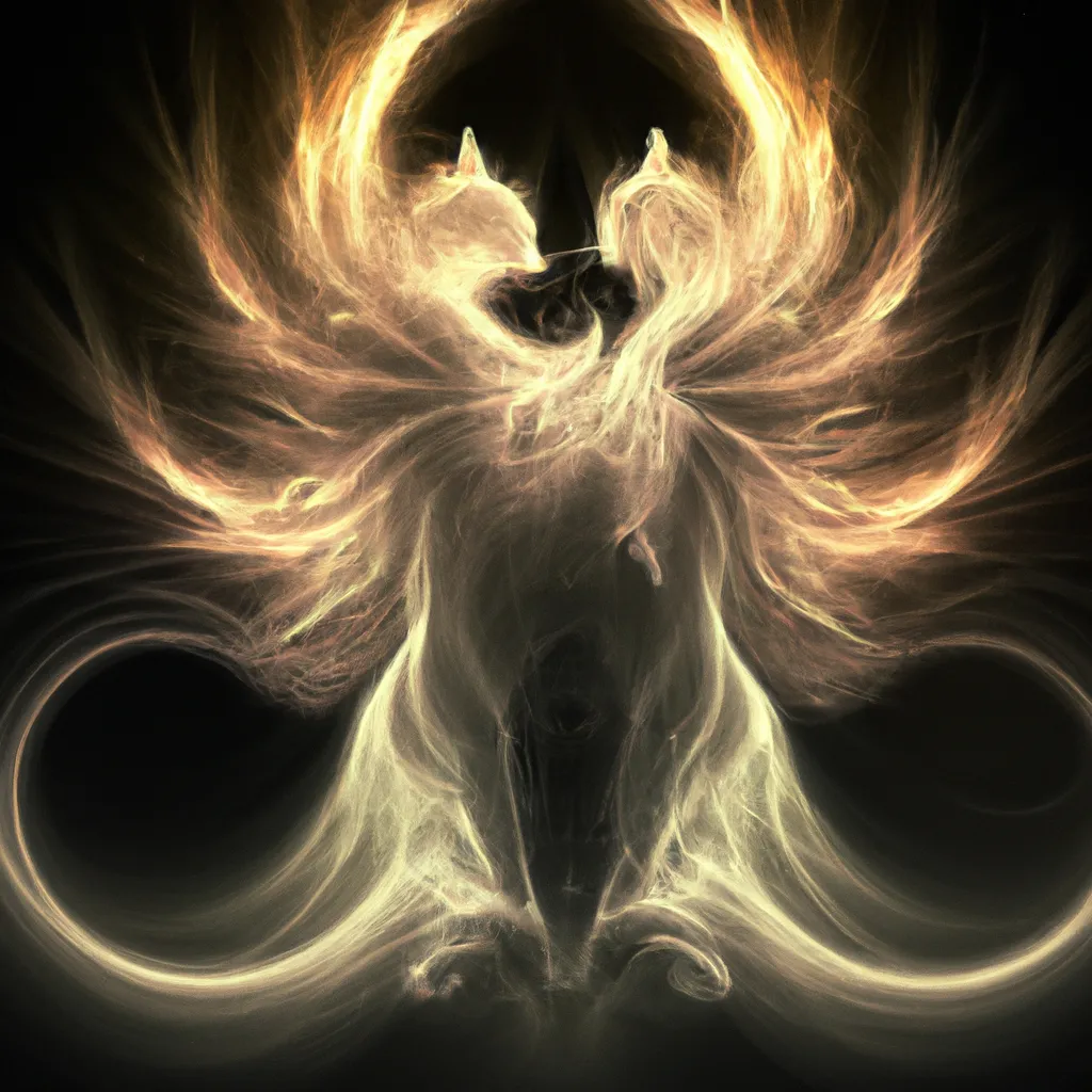 Prompt: Curvaceous Light beings | mystical dancing furry monster cat as a light bending cute angel covered in streaks of halogen light in the style of Hieronymous Bosch, Bruce Pennington, Dali, Munch, Escher, Klarwein, Yamamoto, Hattori, Leyendecker, Mullins, Magritte, Giger | muted soft tones | dark background | ultra sharp focus | 3d octane render artstation trending 8k unreal engine | dance revolution | Disney Pixar Dreamworks 