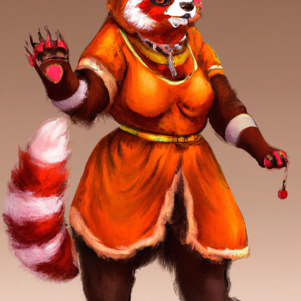 Prompt:  Anthro red pandaren priest  of chi-ji, furry Pandaren female monk trending on artstation, large, character