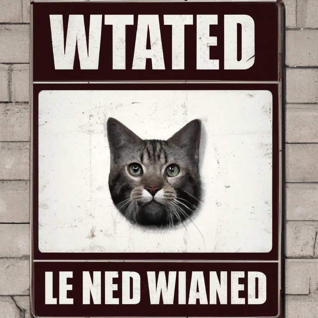Prompt: wanted poster of cat 