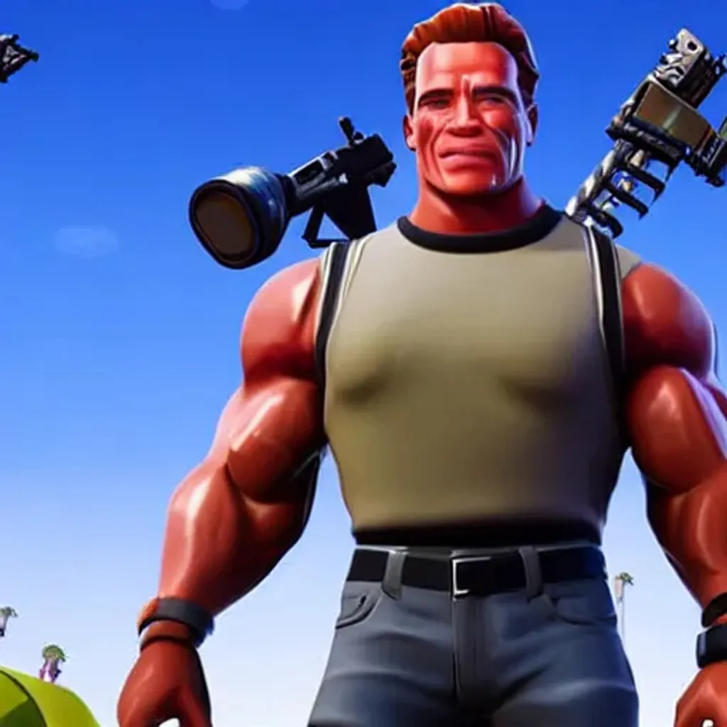 Prompt: arnold schwarzenegger in fortnite