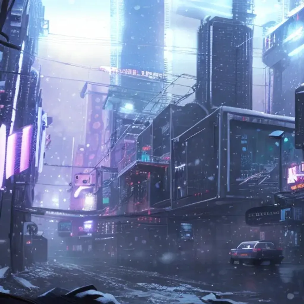 Cyberpunk city, concept art, 4k, night time, snowing... | OpenArt
