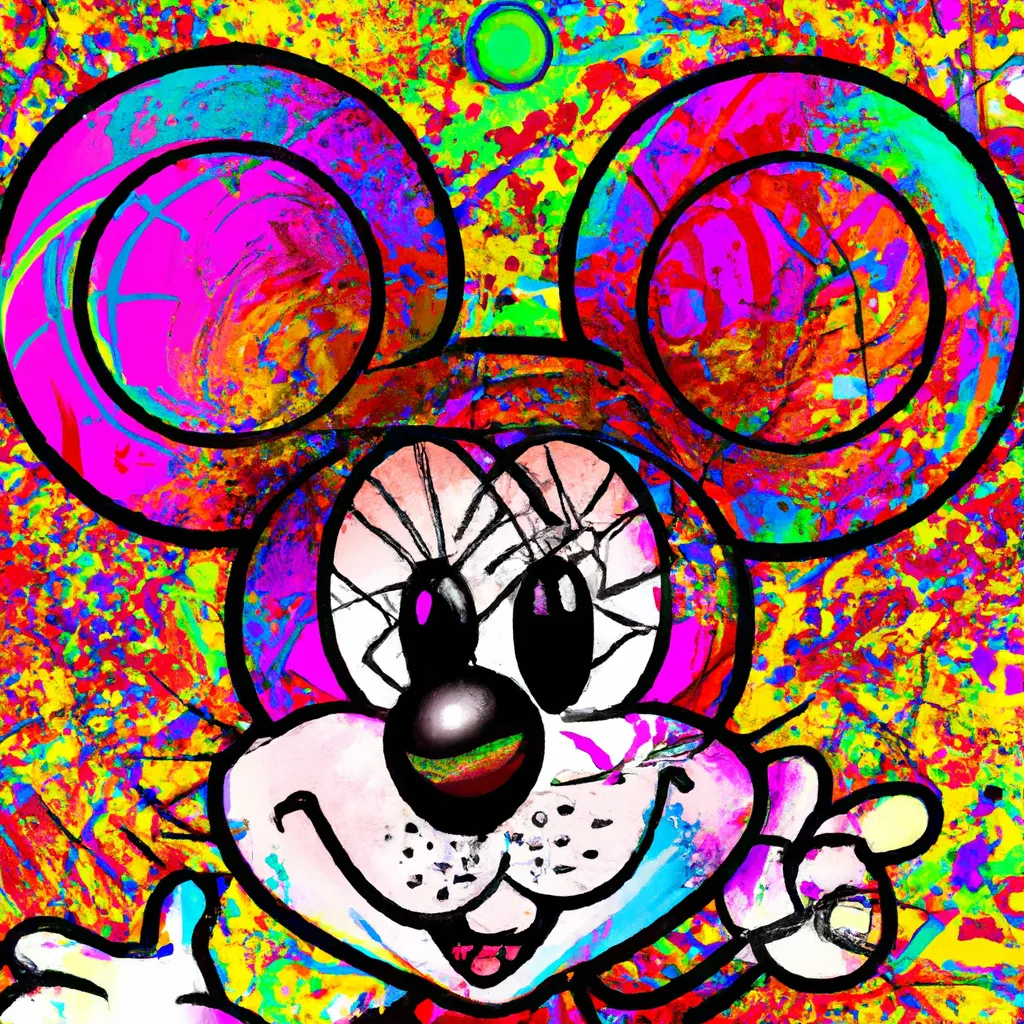 Prompt: Psychedelic Mickey Mouse portait