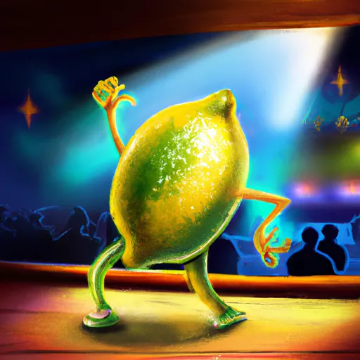 Prompt: A lemon dances the samba inside a nightclub, Digital art, Pixar