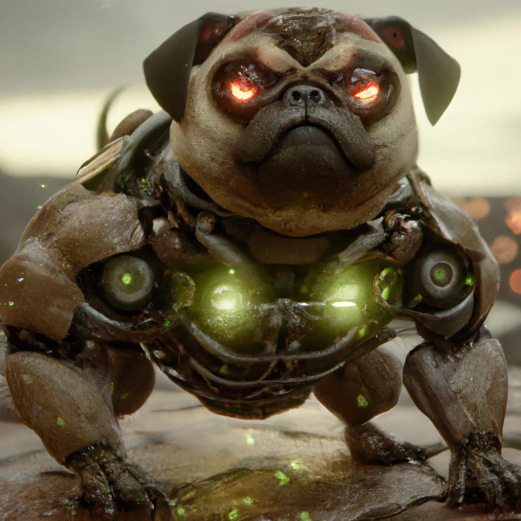 Prompt: a evil Pug as a transformer,4k, sharp, depth of field, digital art, high Detail, dramatic lighting, epic composition, cinematic, Artstation