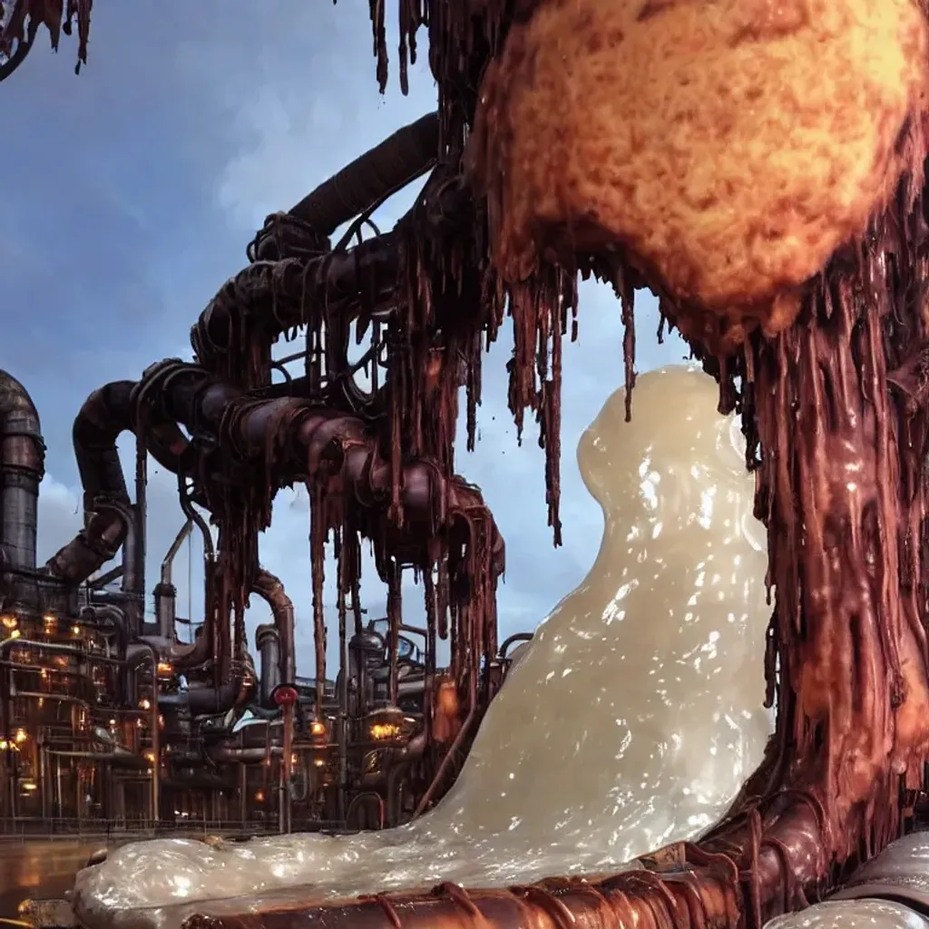 A giant gelatinous fungus grows in an enormous steam... OpenArt