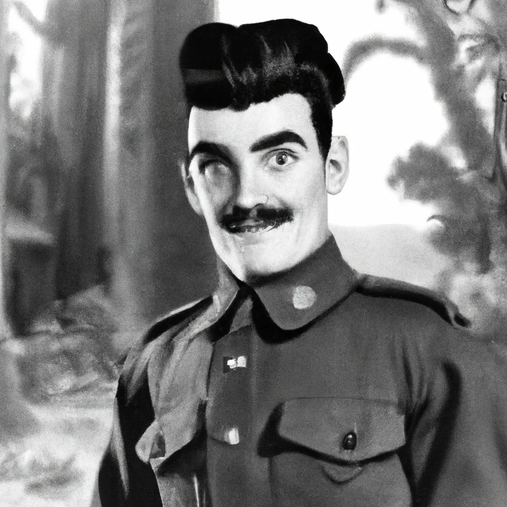 Prompt: Photograph of Robbie Rotten as a soldier in World War II, black and white