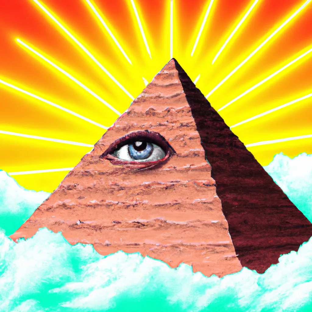 Prompt: detailed 90s aesthetic, Illuminati pyramid eye highly detailed, desert with cactus CGI vintage