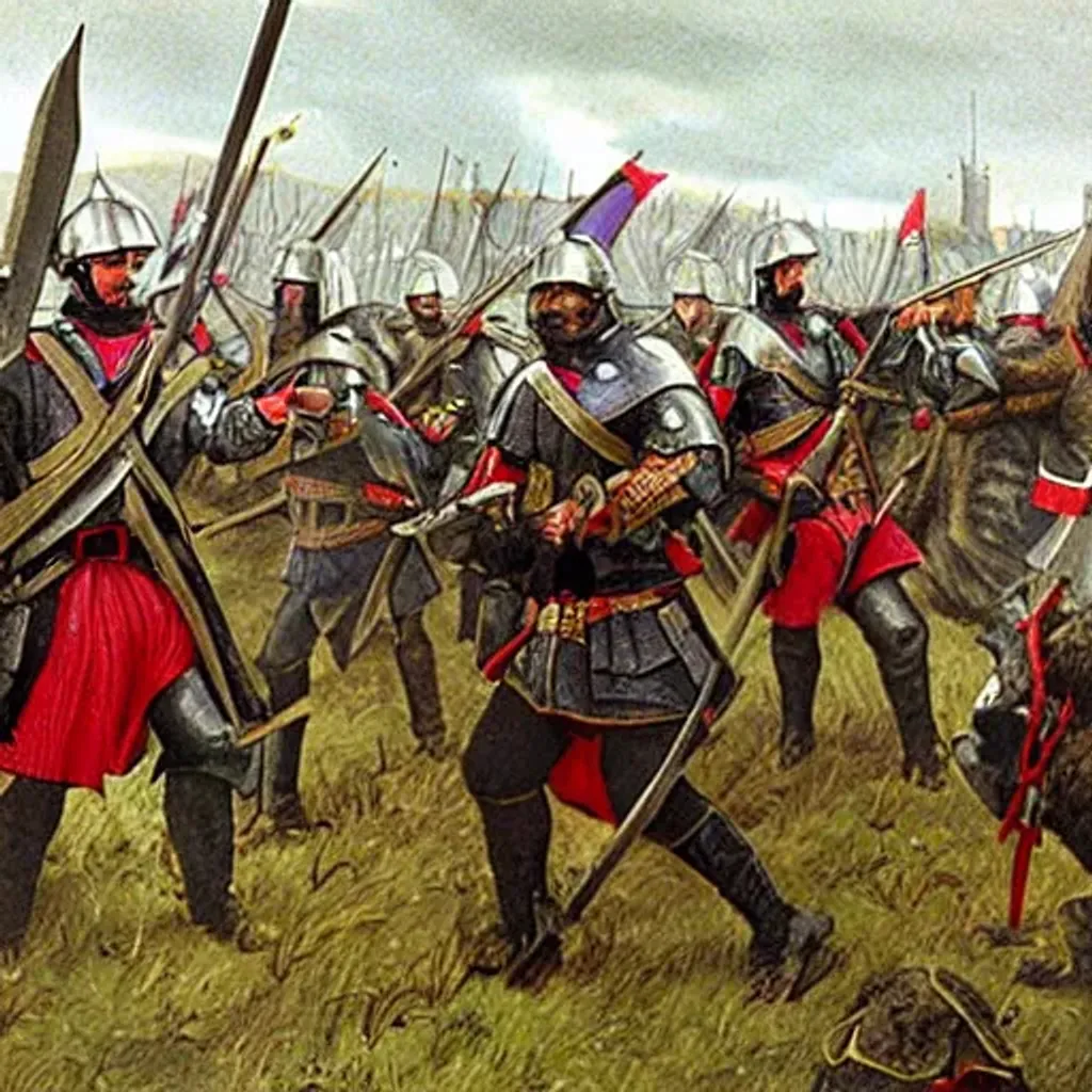 Prompt: English medieval army invading France



