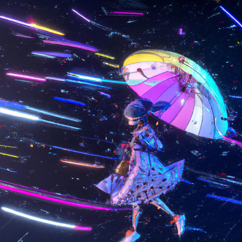 Prompt: candy girl glides in the galaxy with umbrella, cute 4d rendered, bioluminescent, sharp focus, hyperrealistic, intricate, ornate, octane, cinematic, extremely detailed, studio quality, rtx, trending in artstation, smooth, unreal engine 5