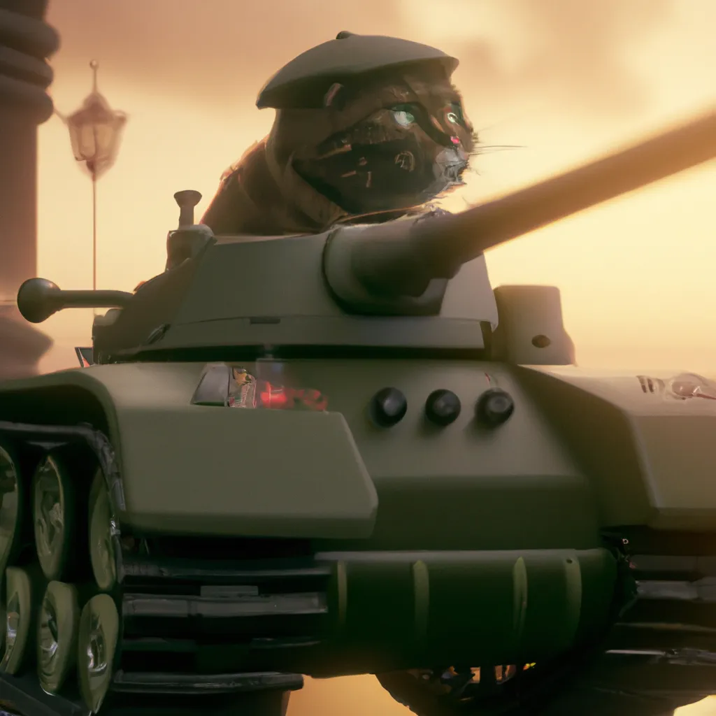 Prompt: A cat driving a tank, Fine Art, Cinematic, Color Grading, Golden Hour, 8K, Rim Lights, Rim Lighting, Cinematic Lighting, Lumen Reflections, Screen Space Reflections, Diffraction Grading, Anti-Aliasing, FXAA, insanely detailed and intricate, hypermaximalist, elegant, ornate, hyper realistic, super detailed