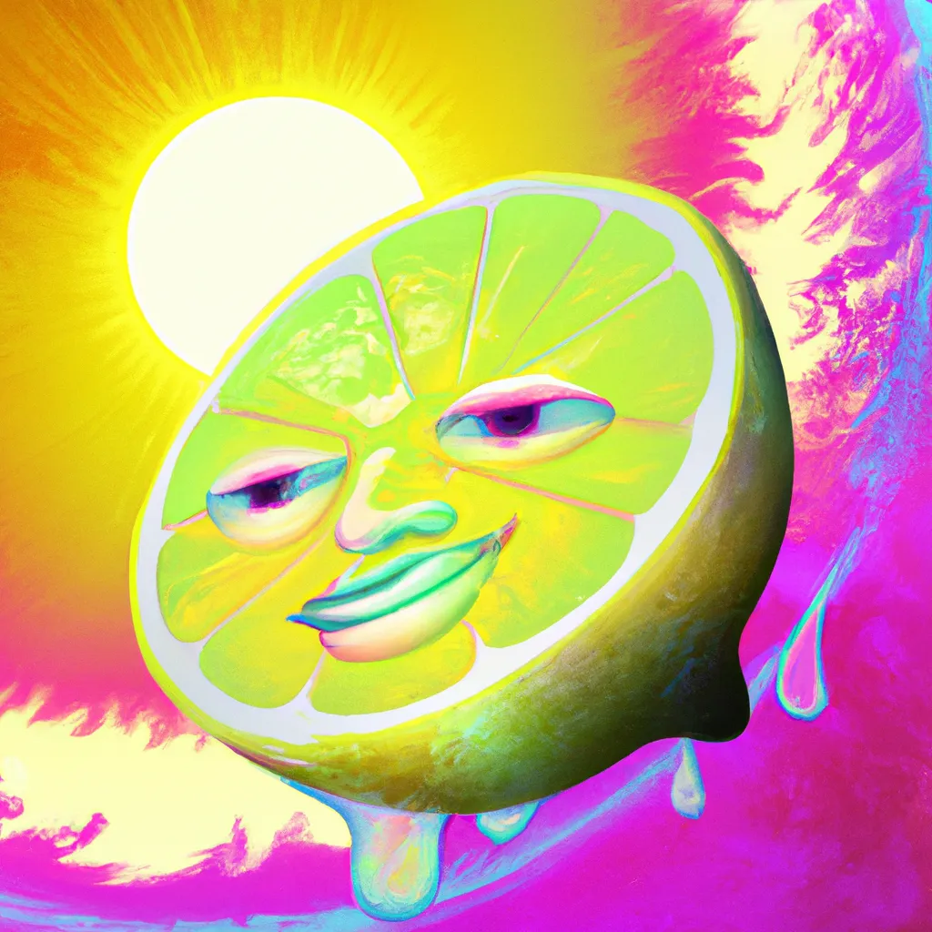 Prompt: lemon sun with beautiful face, acid trip alchemy, esoteric, hyperrealistic, vaporwave, 90s, melting