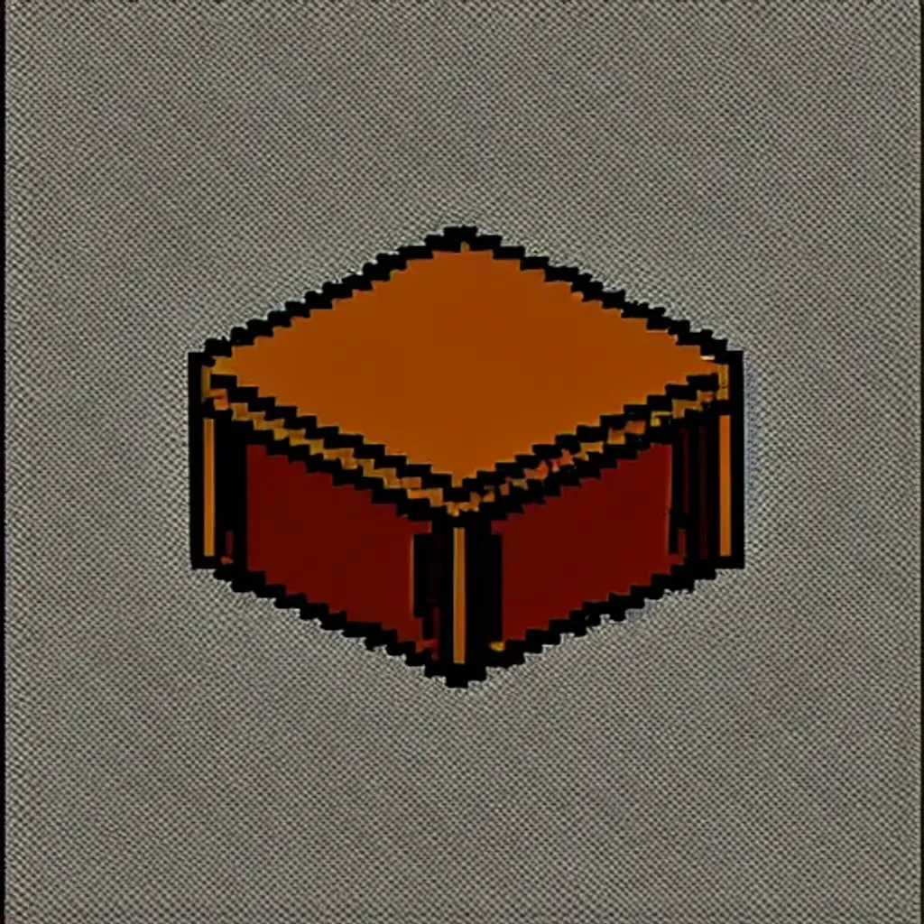 Prompt: Pixelated wooden box, pixel art, isometric