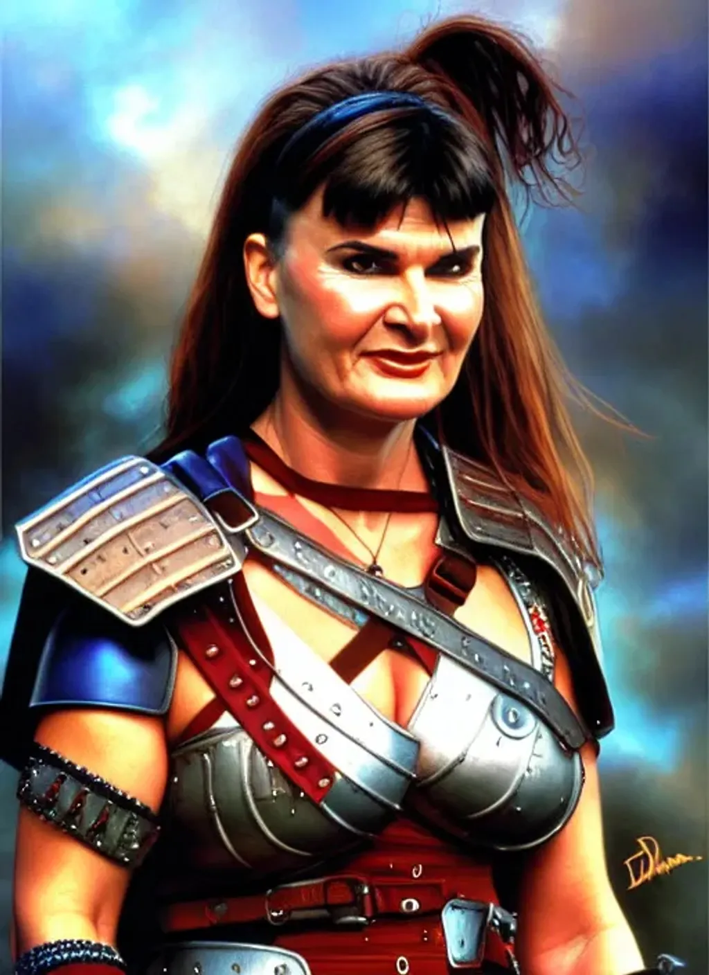 Sophie Aldred as Xena Warrior Princess by Dave Dorman OpenArt