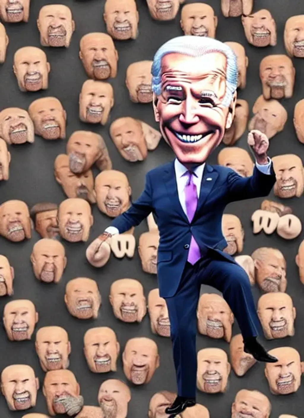 Prompt: ((((((((big big big big big head))))))), (((((((tiny tiny tiny tiny tiny tiny body)))))) Joe Biden, big head, tiny body, big smile, perfect teeth, perfect sparkling eyes, perfect ears, highly detailed facial features, perfect hands, perfect feet, comic style, caricature style, intricate, vivid color, highly detailed body, cinematic, digital art, sharp focus, trending on art station, concept art