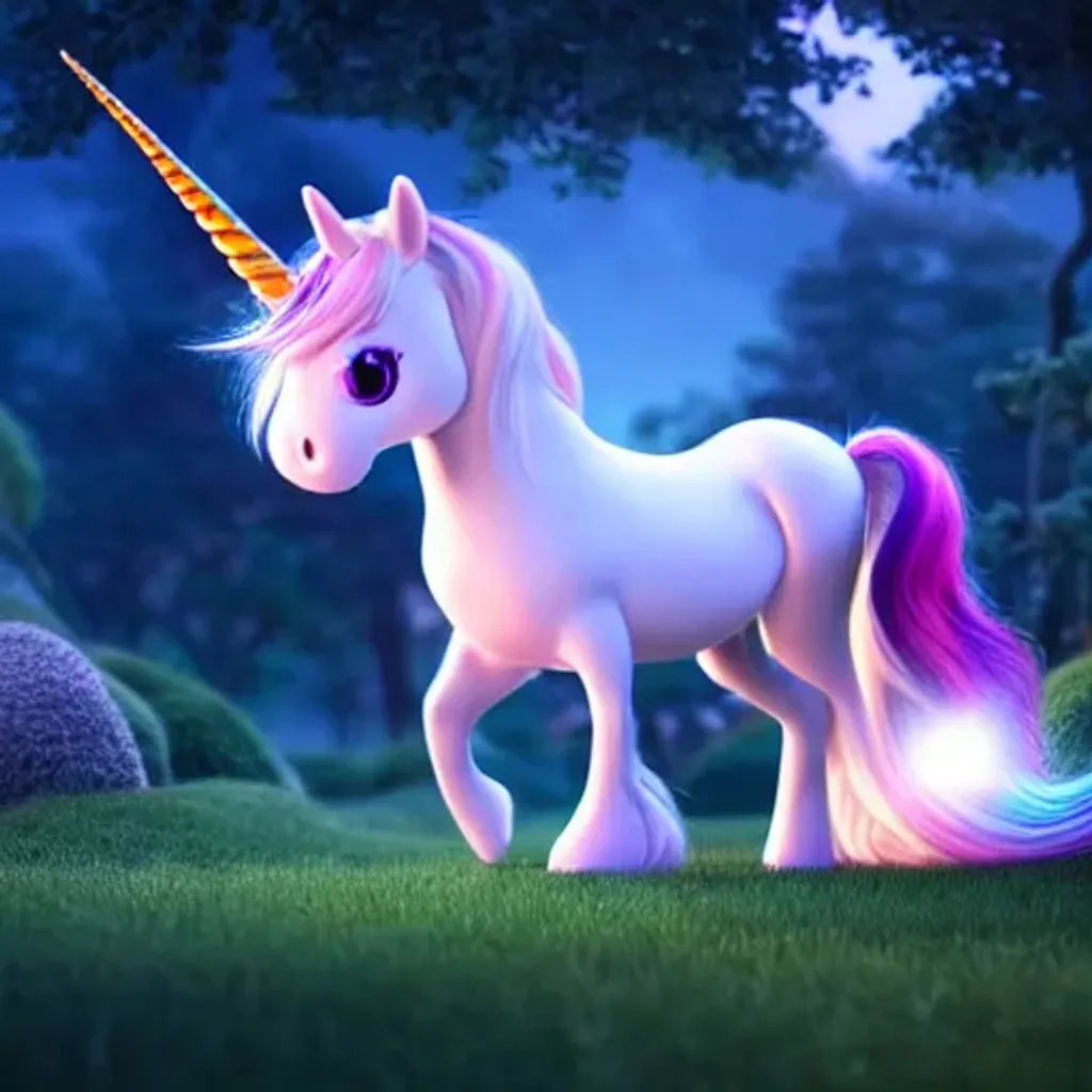 Prompt: 3d  {unicorn}, long flowing mane,  cute and adorable, cute big circular reflective eyes, long fuzzy fur, Pixar render, fairy forest background bokeh, unreal engine cinematic smooth, intricate detail, cinematic