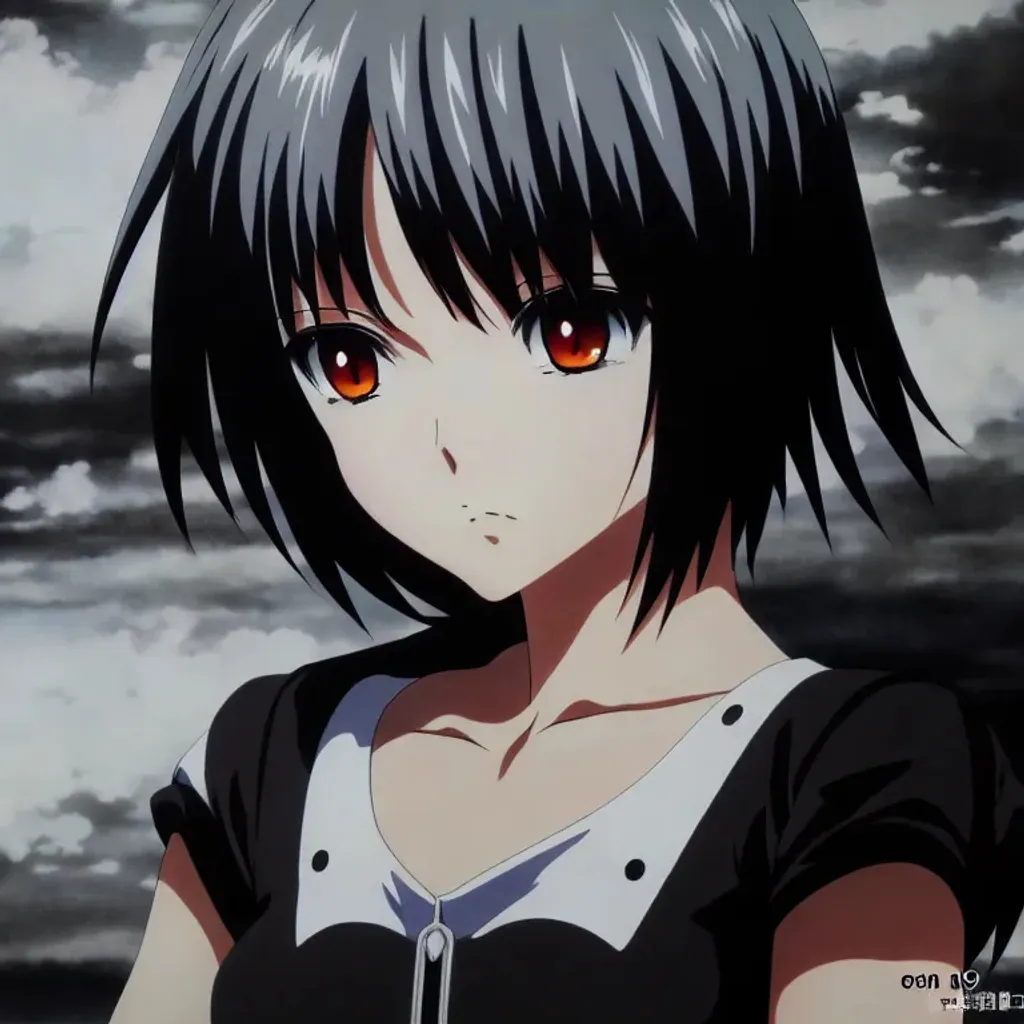 anime visual of a girl with short hair, dark atmosph