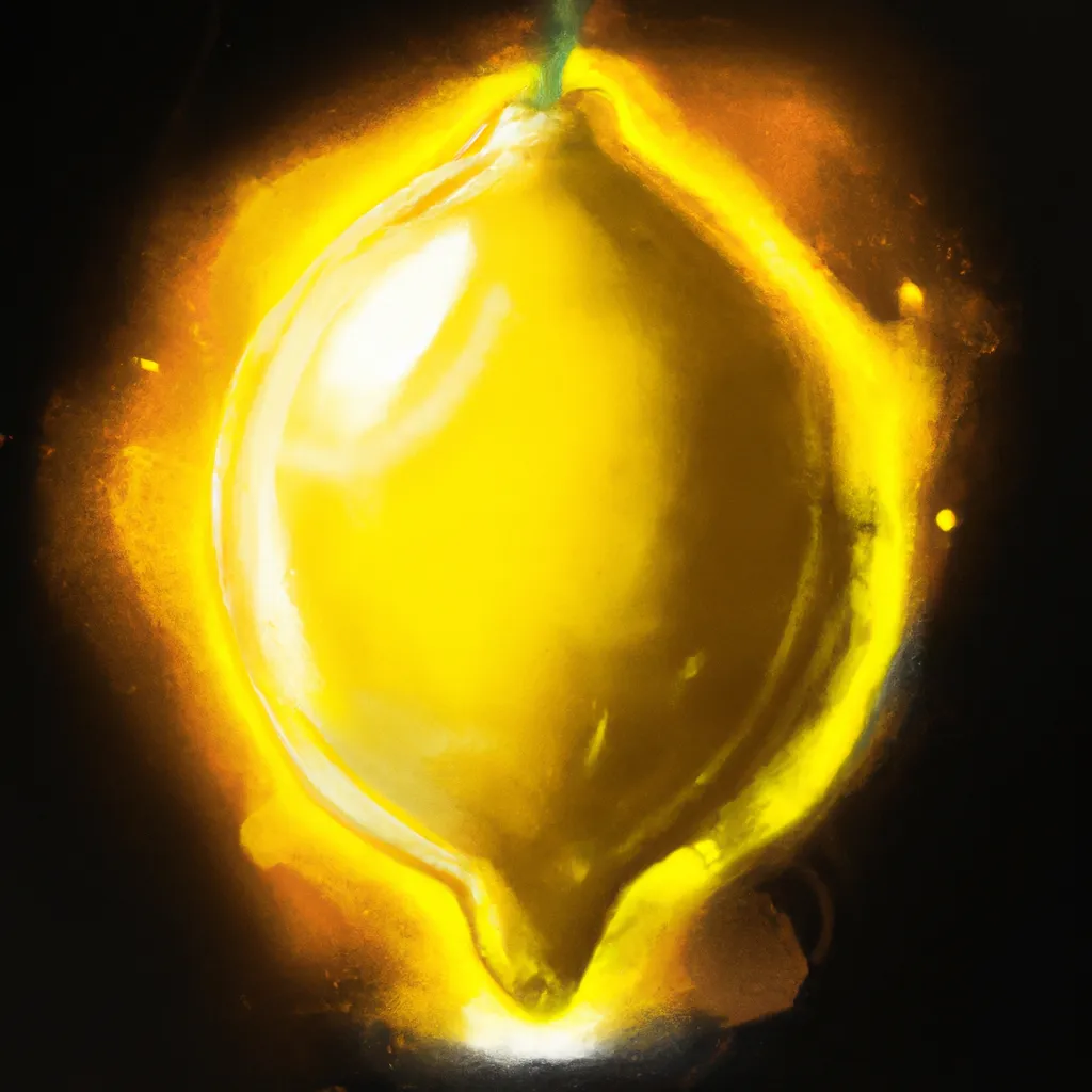 Prompt: luminous extraterrestrial lemon on a black background, digital art